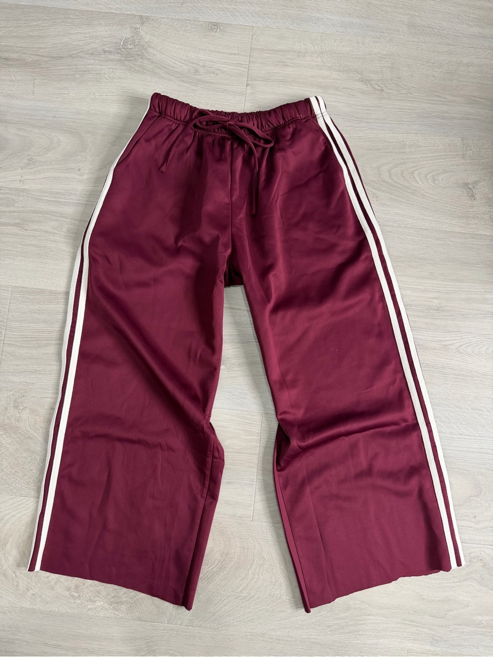 Track Pants Olive & June with Maroon and White Side Stripes